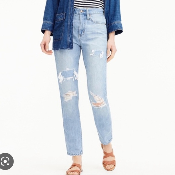 J. Crew Point Sur High Rise Retro Denim Distressed Light Wash Raw Hem Size 26 - Picture 2 of 16